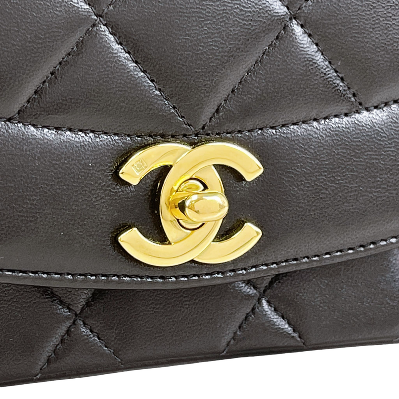 Small Classic Diana flap Black Lambskin GHW