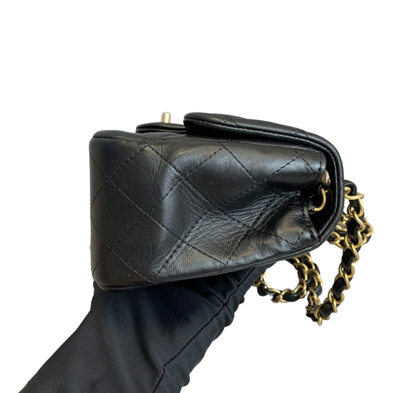 Classic Flap Square Mini Lambskin Black GHW