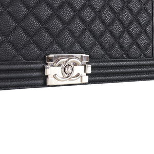 Large Black Le Boy Quilted Caviar SHW
