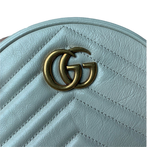 Marmont Round Mini Leather White GHW