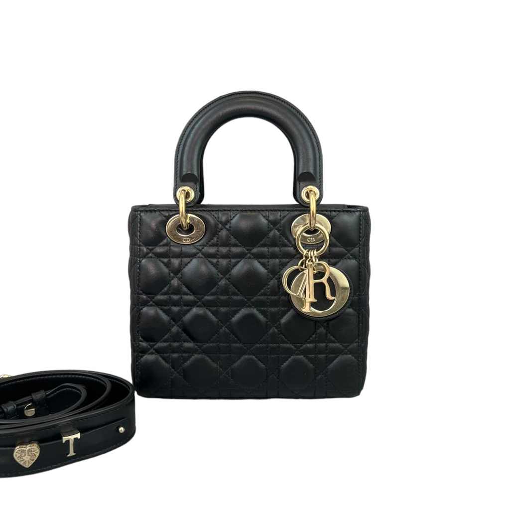 Small Cannage Lambskin ABC My Lady Dior Black GHW