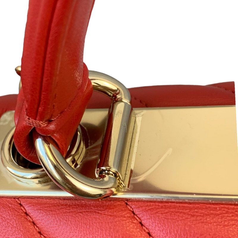 Small Trendy CC Chevron Lambskin Red GHW