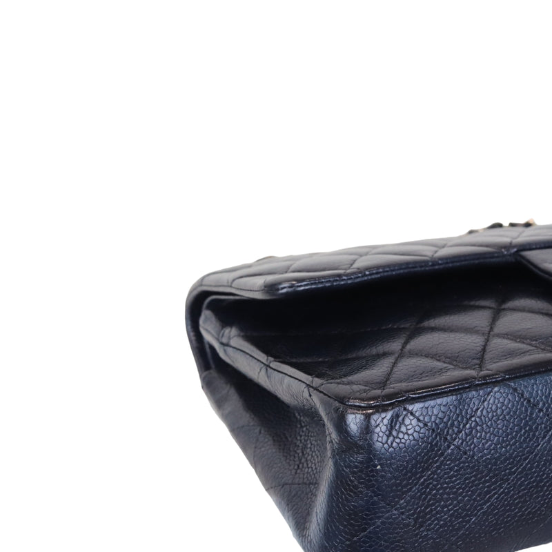 Classic Double Flap Caviar Medium Blue SHW