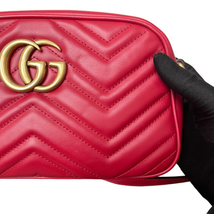 Small GG Marmont Matelassé Red GHW