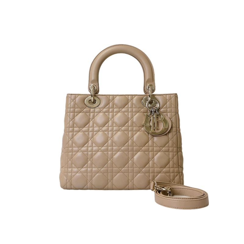 Lady Dior Lambskin Medium Beige GHW