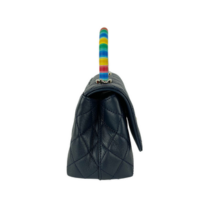 Rainbow Coco Handle Mini Lambskin Navy Blue SHW