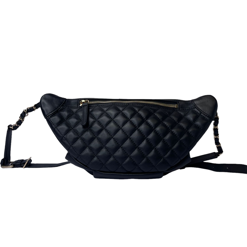 Chanel Black Chevron Quilted Leather Coco Waist Belt Bag Chanel
