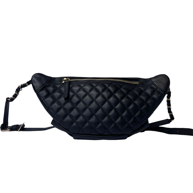 Chanel Waist Bag Quilted Grained Calfskin Gold-tone Black in