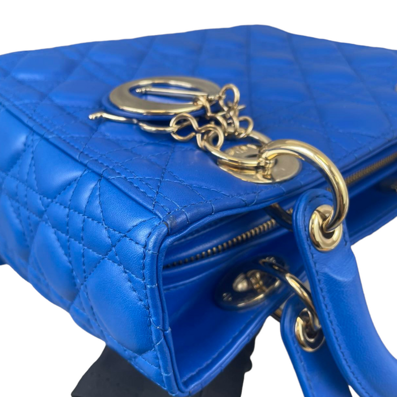 Lady Dior Medium Electric Blue Lambskin GHW