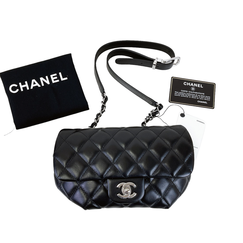 Chanel Uniform Black Quilted Waist Bag  hkvintage
