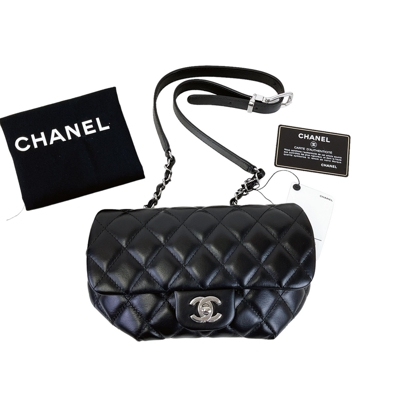 Chanel Black Chevron Quilted Leather Coco Waist Belt Bag Chanel