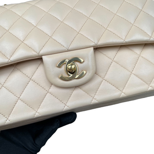 Classic Lambskin Double Flap Medium Beige GHW