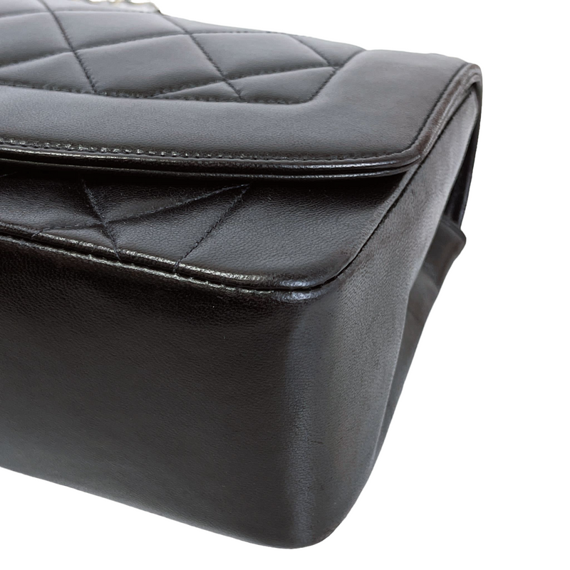 Small Classic Diana flap Black Lambskin GHW