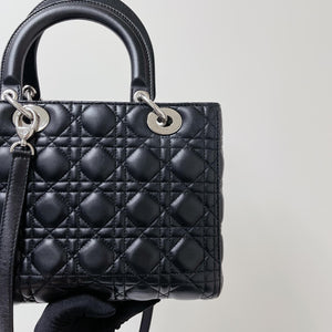 Classic Lambskin Medium Lady Dior Black SHW