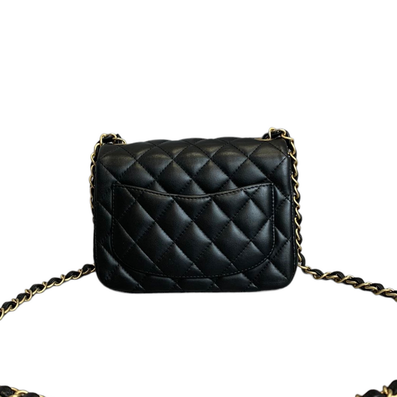 Classic Flap Square Mini Lambskin Black GHW