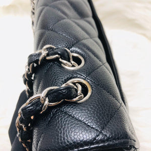 Single Flap Classic Jumbo in Black Caviar with SHW