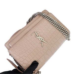 Medium Sunset Croc Embossed Beige SHW