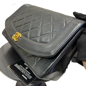 Medium Diana Lambskin Black GHW