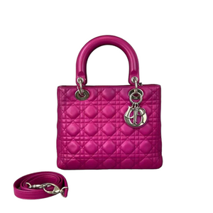 Cannage Lambskin Lady Dior Medium Magenta SHW