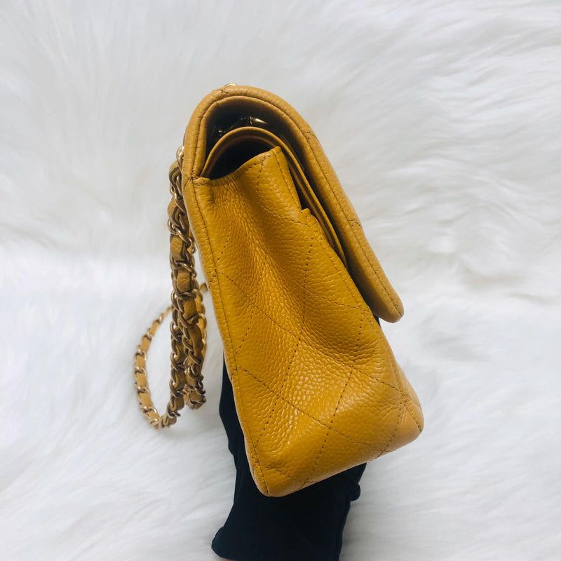 Classic Flap M/L Yellow Lambskin with GHW