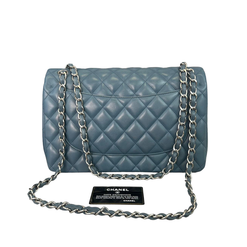 Classic Double Flap Lambskin Jumbo Blue SHW