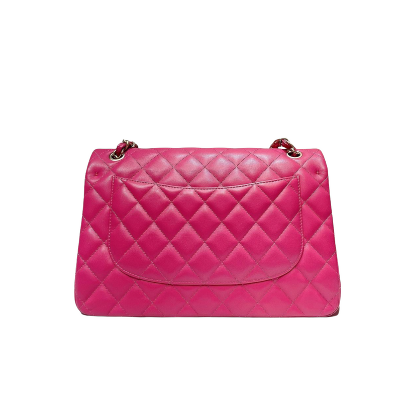 Classic Double Flap Jumbo Lambskin Hot Pink GHW