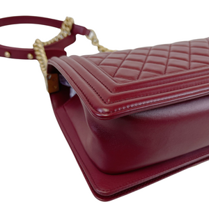 Quilted Old Medium Boy Calfskin Dark Red GHW