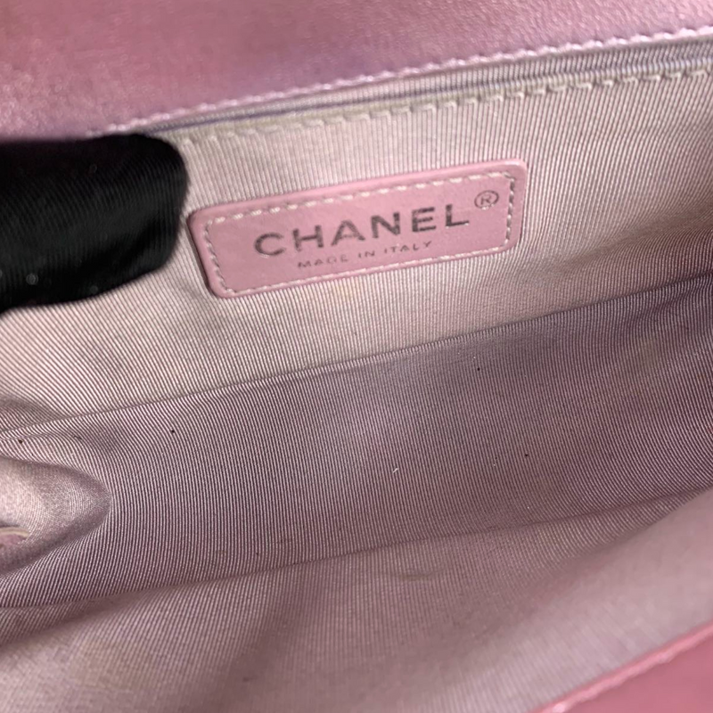 Small Boy Lambskin Iridescent Pink SHW