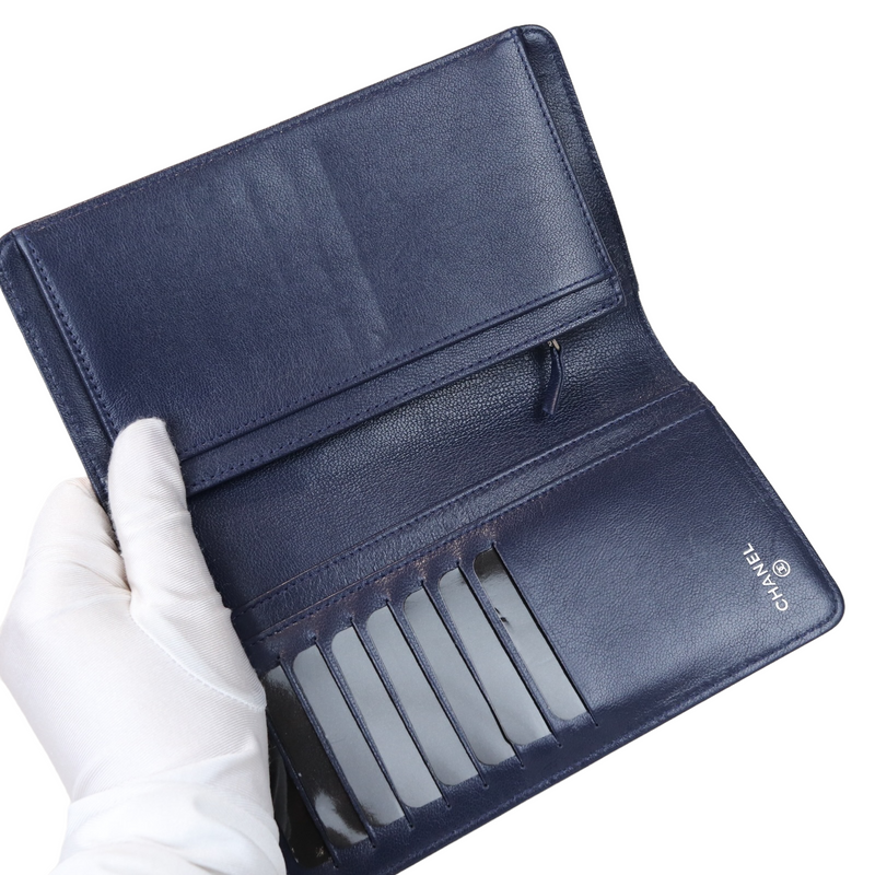Mademoiselle Quilted Wallet Blue GHW