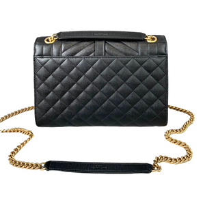 Medium Envelope Flap Leather Black GHW