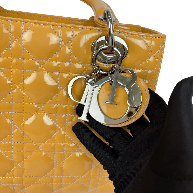 Lady Dior Medium Patent Leather Orange SHW