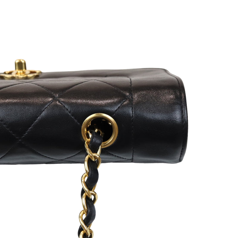 Small Classic Diana flap Black Lambskin GHW