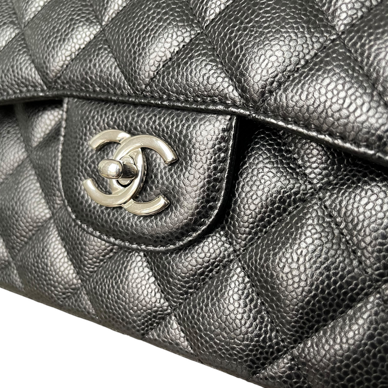 CHANEL Caviar Quilted Jumbo Double Flap Black 1307885