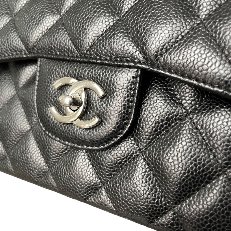 Chanel Black Quilted Caviar Jumbo Classic Double Flap Bag