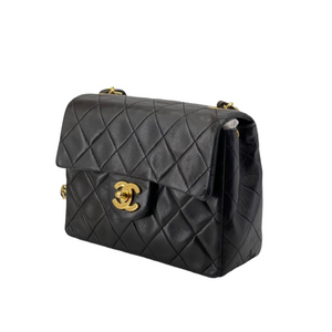 Vintage Mini Square Lambskin Black GHW