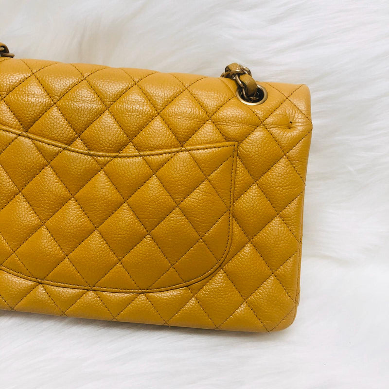 Classic Flap M/L Yellow Lambskin with GHW
