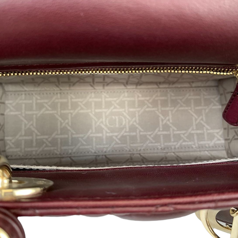 Small My Lady Dior Lucky Badges Lambskin Burgundy GHW