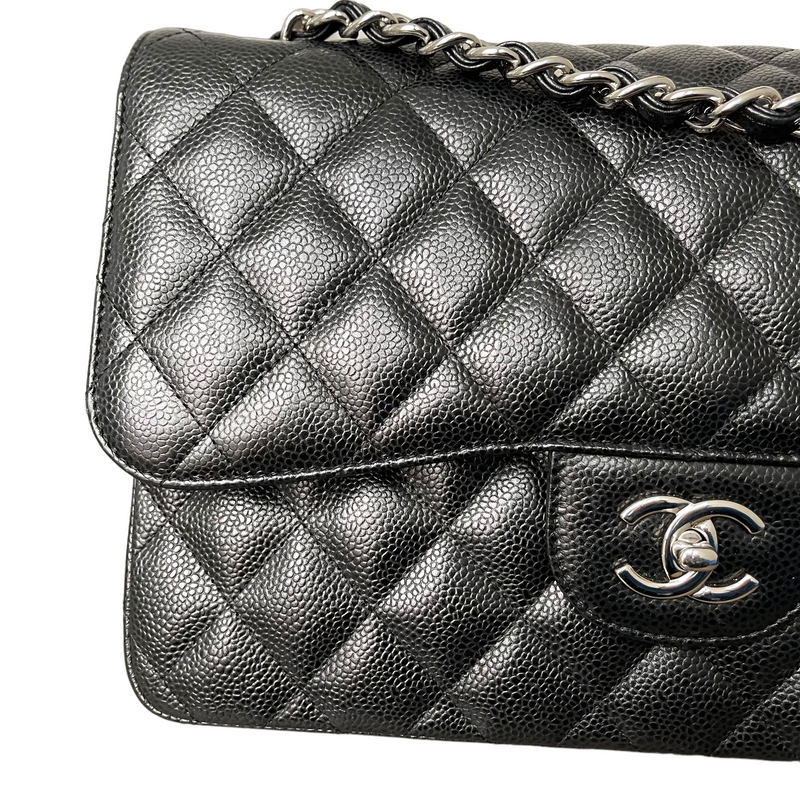 Chanel Classic Double Flap Bag Quilted Caviar Jumbo Black 712751