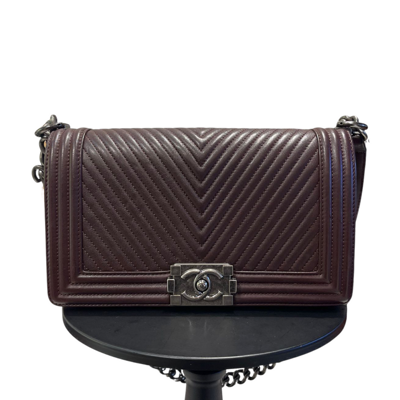 Old Medium Le Boy Chevron Lambskin Burgundy RHW