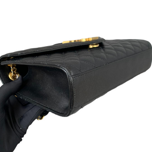 Medium Envelope Flap Leather Black GHW