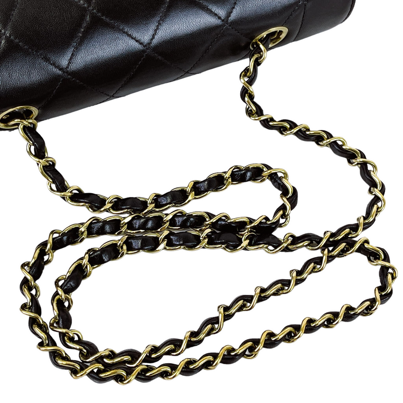 Small Classic Diana flap Black Lambskin GHW
