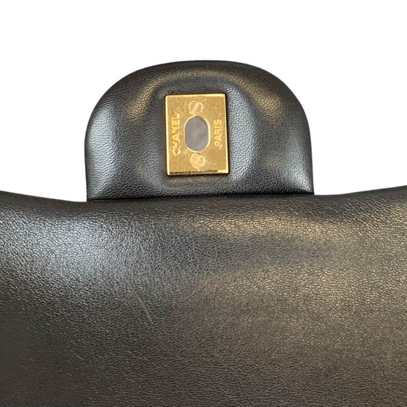 Jumbo Double Flap Lambskin Black GHW