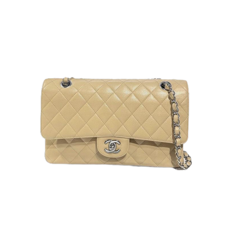 Classic Double Flap Caviar Medium Beige SHW