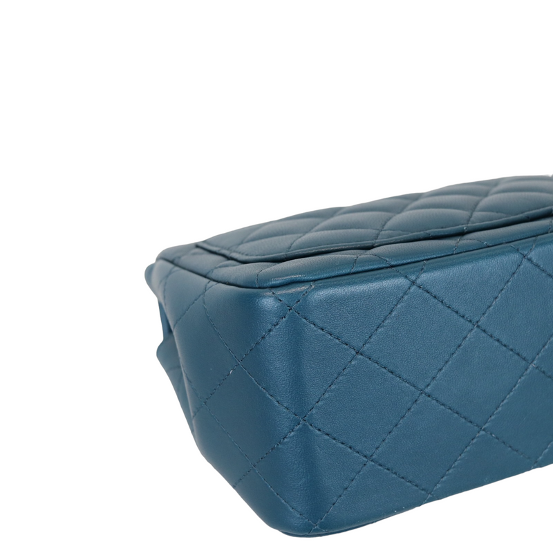 Mini Square Flap Cafskin Quilted Blue Fonce SHW