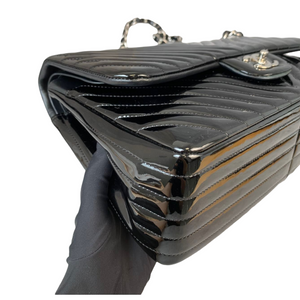 Double Flap Jumbo Chevron Patent Black SHW