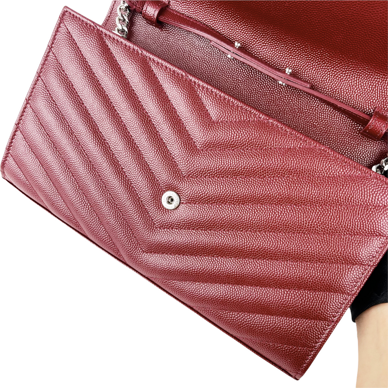 Envelope WOC Small Grained Leather Red SHW