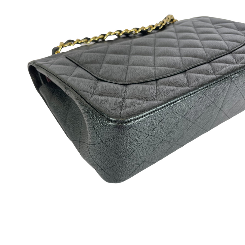 Jumbo Classic Double Flap Caviar Black GHW
