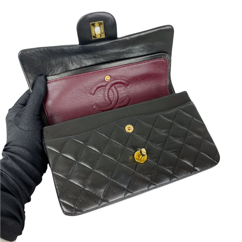 Vintage Classic Double Flap Bag Lambskin Small Black GHW