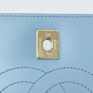 Small Trendy CC Chevron Lambskin Blue GHW