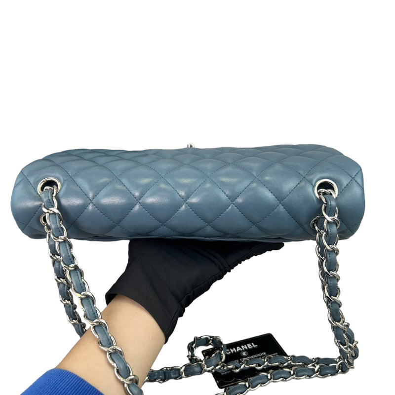 Classic Double Flap Lambskin Jumbo Blue SHW